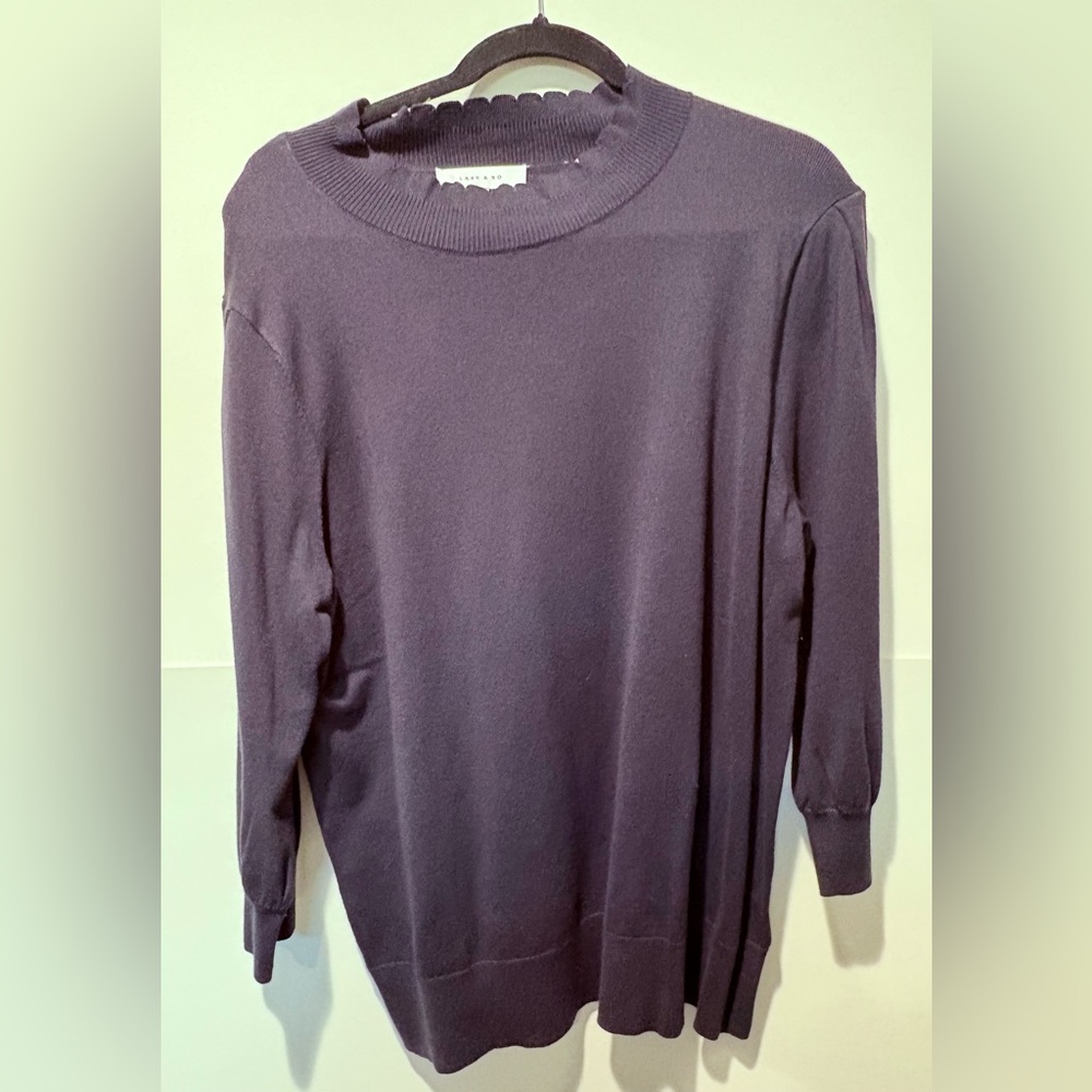 NWOT Lark & Ro scalloped collar 3/4 sleeve knit shirt